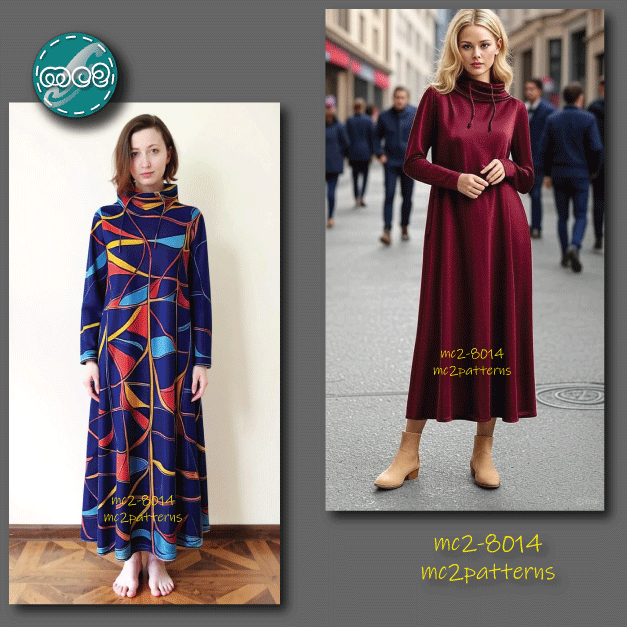 Maxi Lounging Dress, Cowl-neck / mc2-8014