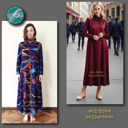 Maxi Lounging Dress, Cowl-neck / mc2-8014