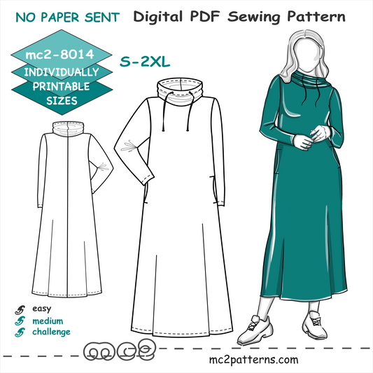 Maxi Lounging Dress, Cowl-neck / mc2-8014