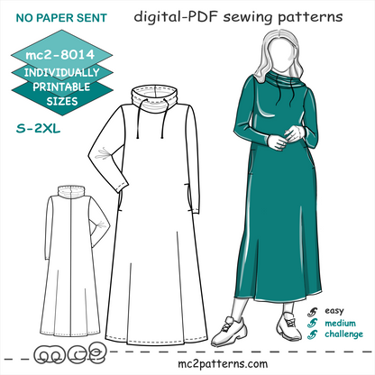 Maxi Lounging Dress with Cowl-neck & In-seam Pockets