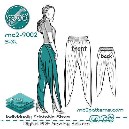 Harem-style Dhoti Pants with High Crotch & Side Wraps / mc2-9002