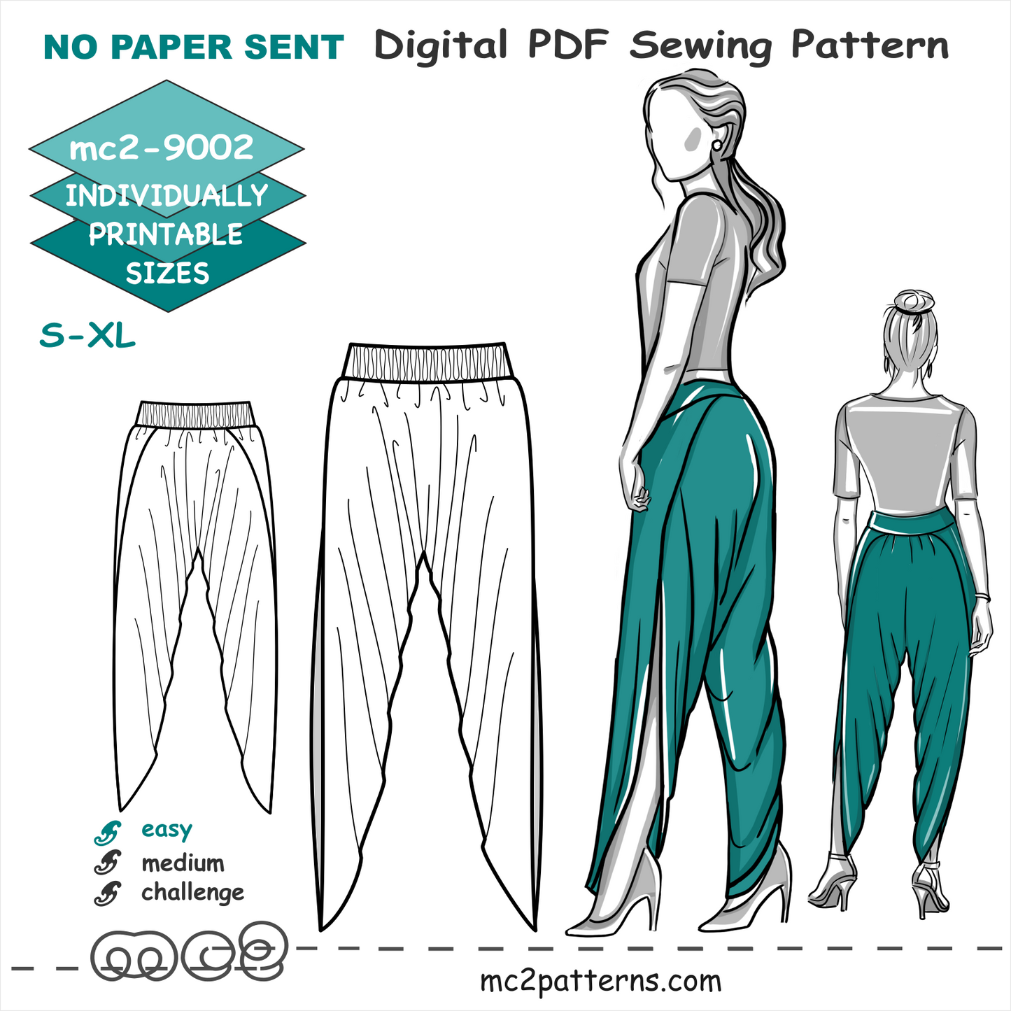 Harem-style Dhoti Pants with High Crotch & Side Wraps