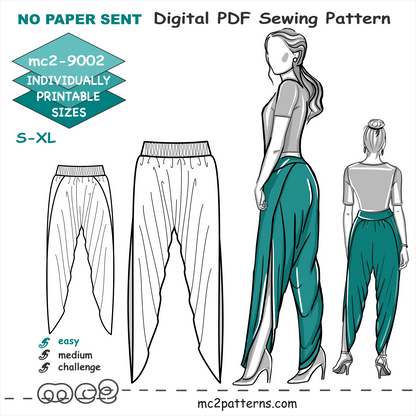 Harem-style Dhoti Pants with High Crotch & Side Wraps