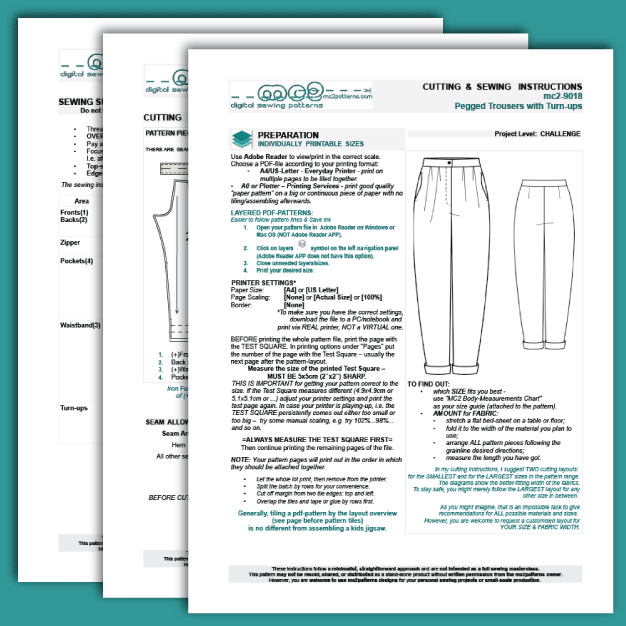 Classy Pegged Trousers, Turn-ups, Side Pockets / mc2-9018