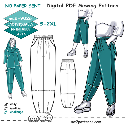 Sport-Chic Pants Culottes Pockets Jersey / mc2-9026