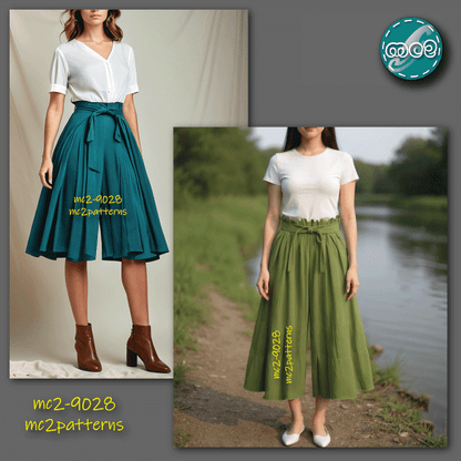 Pull-on Paper-bag Culottes Shorts Flared / mc2-9028