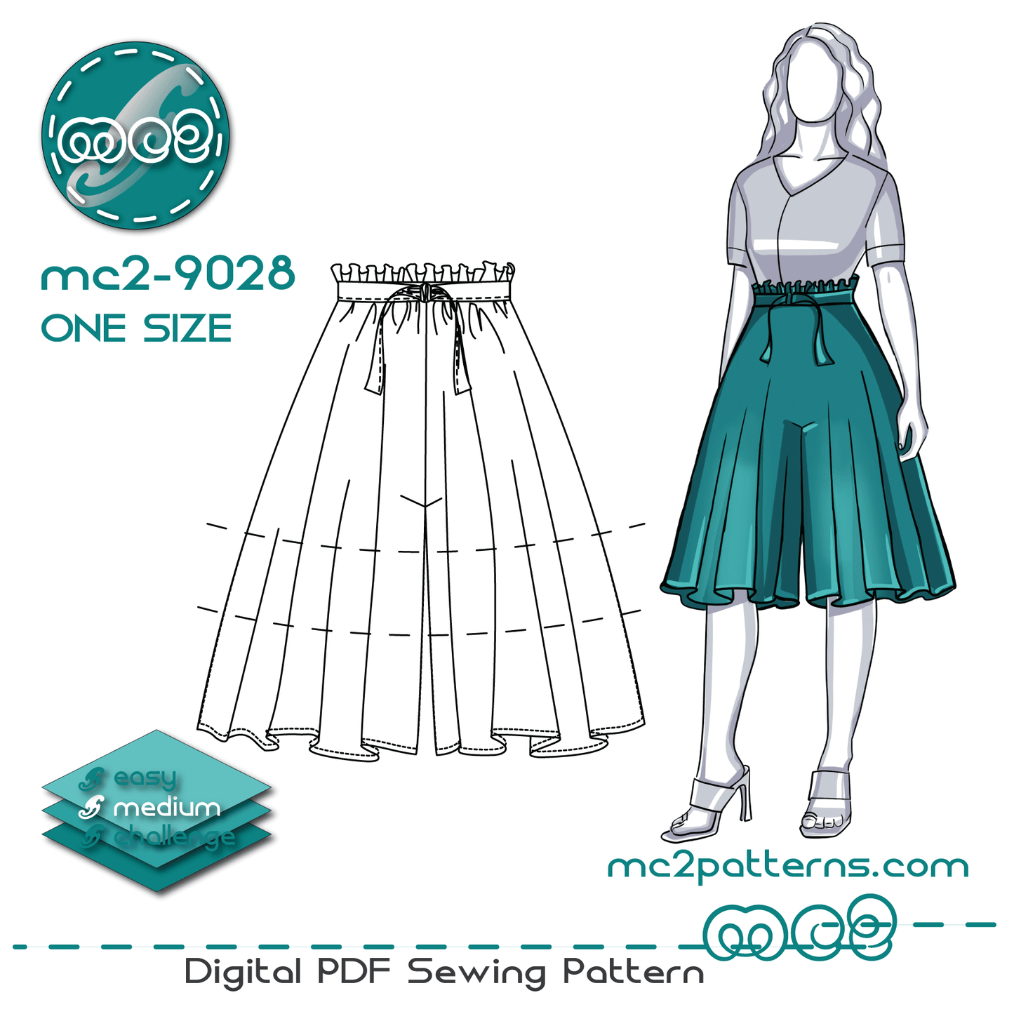 Pull-on Paper-bag Culottes Shorts Flared / mc2-9028