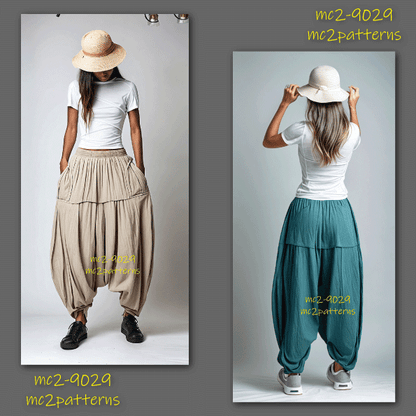 Pull-on Harem Pants Loose-fit Dropped-crotch