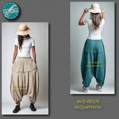 Pull-on Harem Pants Loose-fit Dropped-crotch / mc2-9029