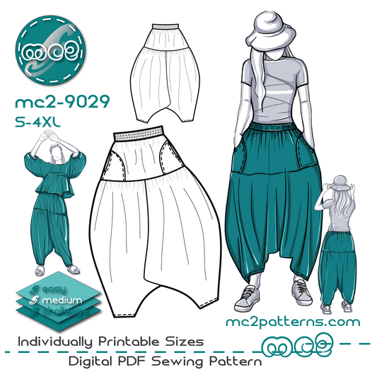 Pull-on Harem Pants Loose-fit Dropped-crotch / mc2-9029