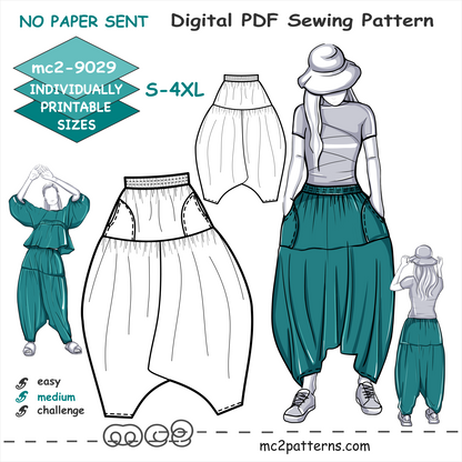 Pull-on Harem Pants Loose-fit Dropped-crotch / mc2-9029