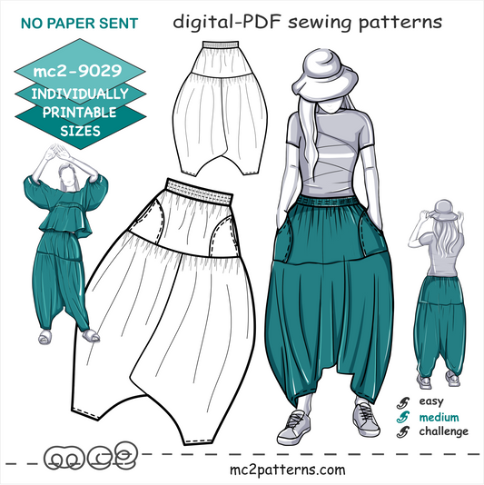 Pull-on Harem Pants Loose-fit Dropped-crotch