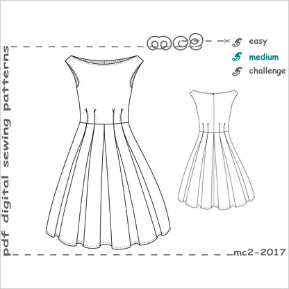 Off-Shoulder Retro-style Dress with Pleated Skirt