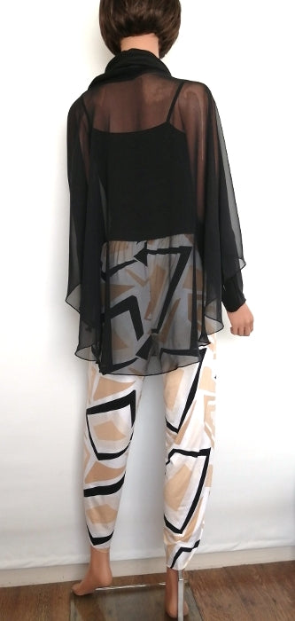 Poncho with Cowl-neck & High Cuffs