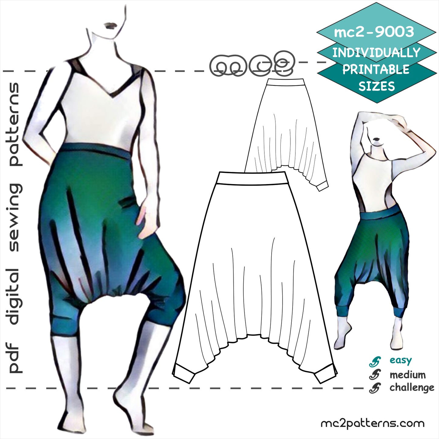 Jersey Harem-style Pants for Yoga