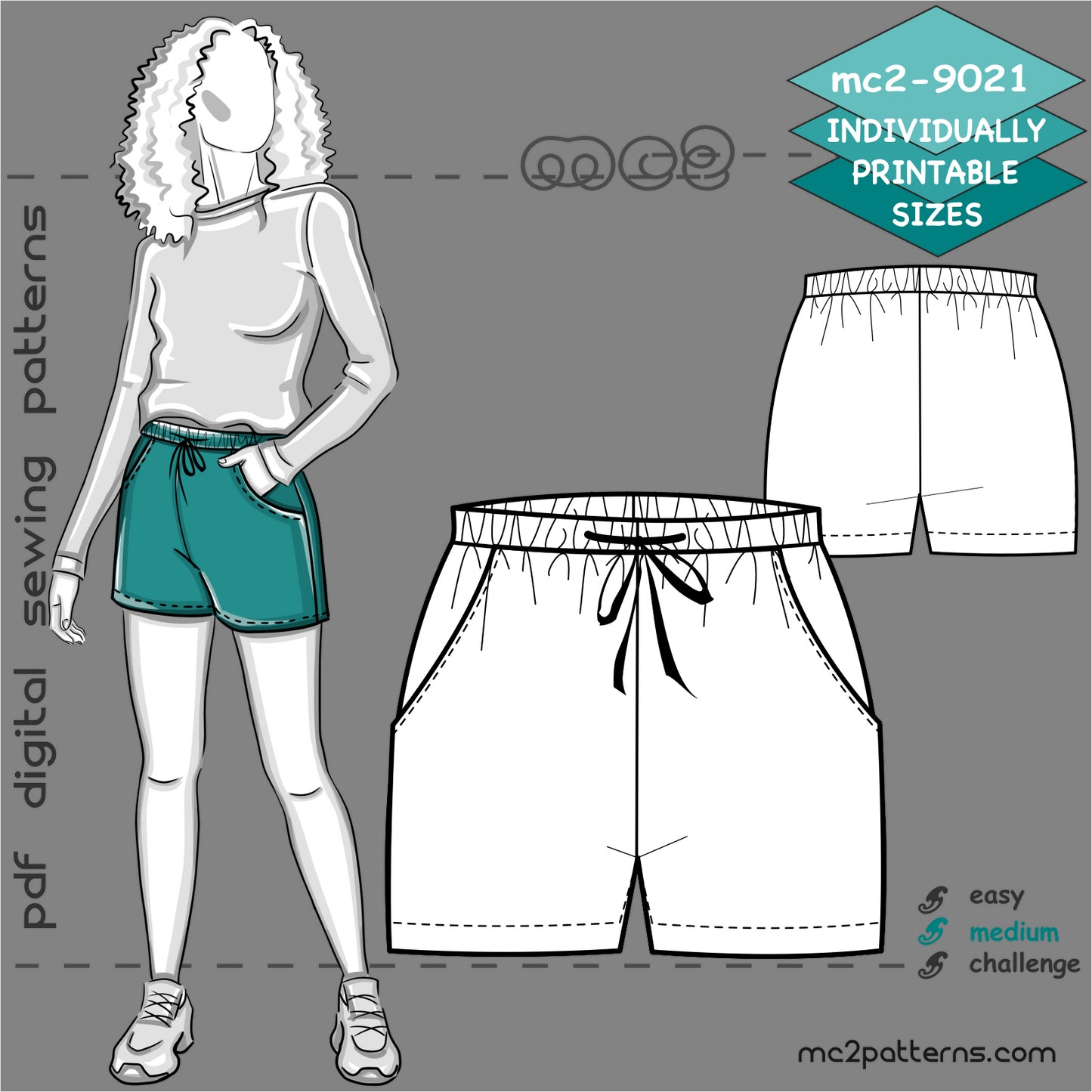 Shorts/ Hot-Pants with Elasticated Waistband & Side Pockets