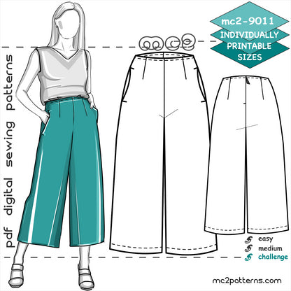 Culottes with Pockets, Back-Zip & No-Waistband