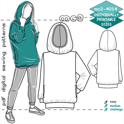 Hoodie Sweatshirt Jersey-Top with Set-in Sleeves & In-seam Pockets
