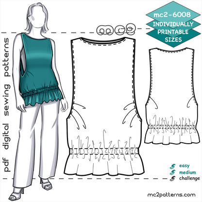 Loose-fit Tunic Top with Drawstring