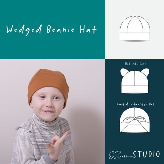 Wedged Beanie Hat with (or without) Ears for Children/Teens/Adults – 12 Sizes
