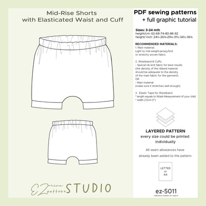 for Kids: Shorts with Elasticated Waist and Cuffs