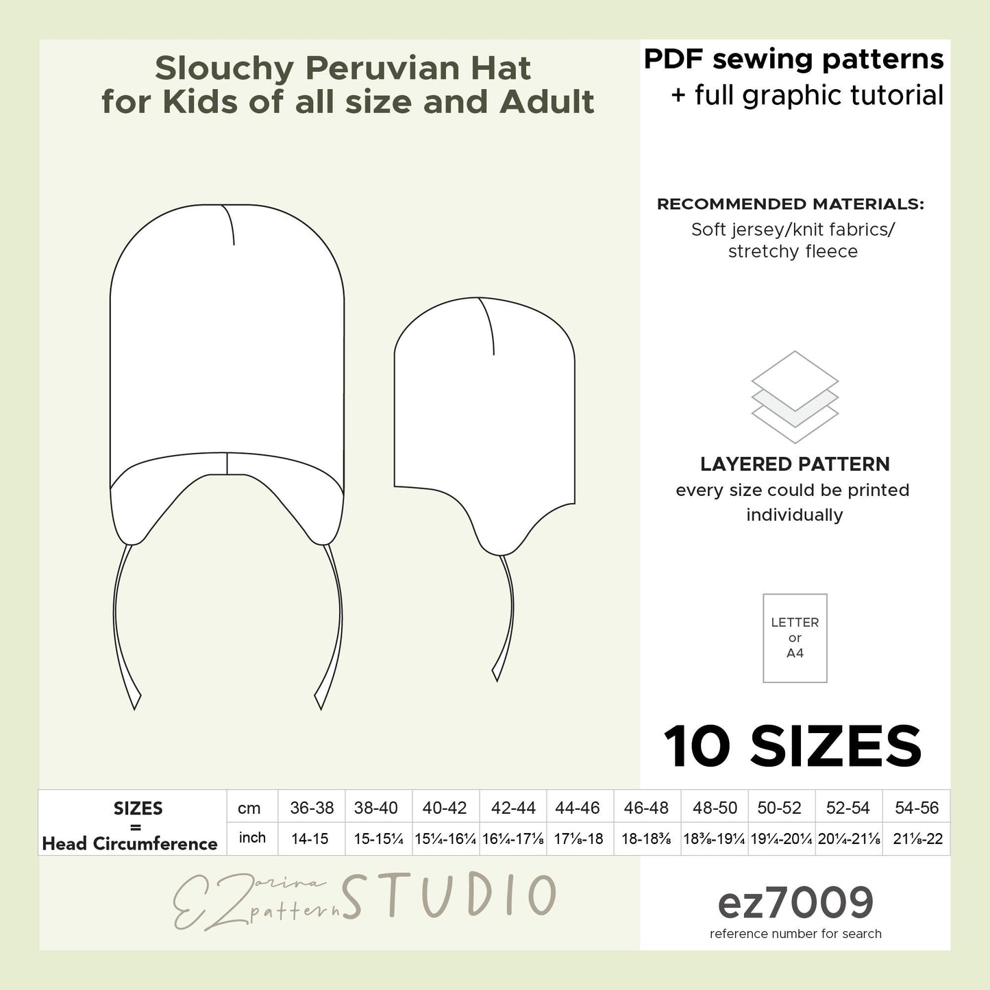 Slouchy Peruvian Hat for Children/Teens/Adults – 10 Sizes